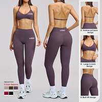 Ensemble de soutien-gorge de sport à bretelles et leggings taille haute pour femmes, vêtements de sport pour yoga, gym et fitness
