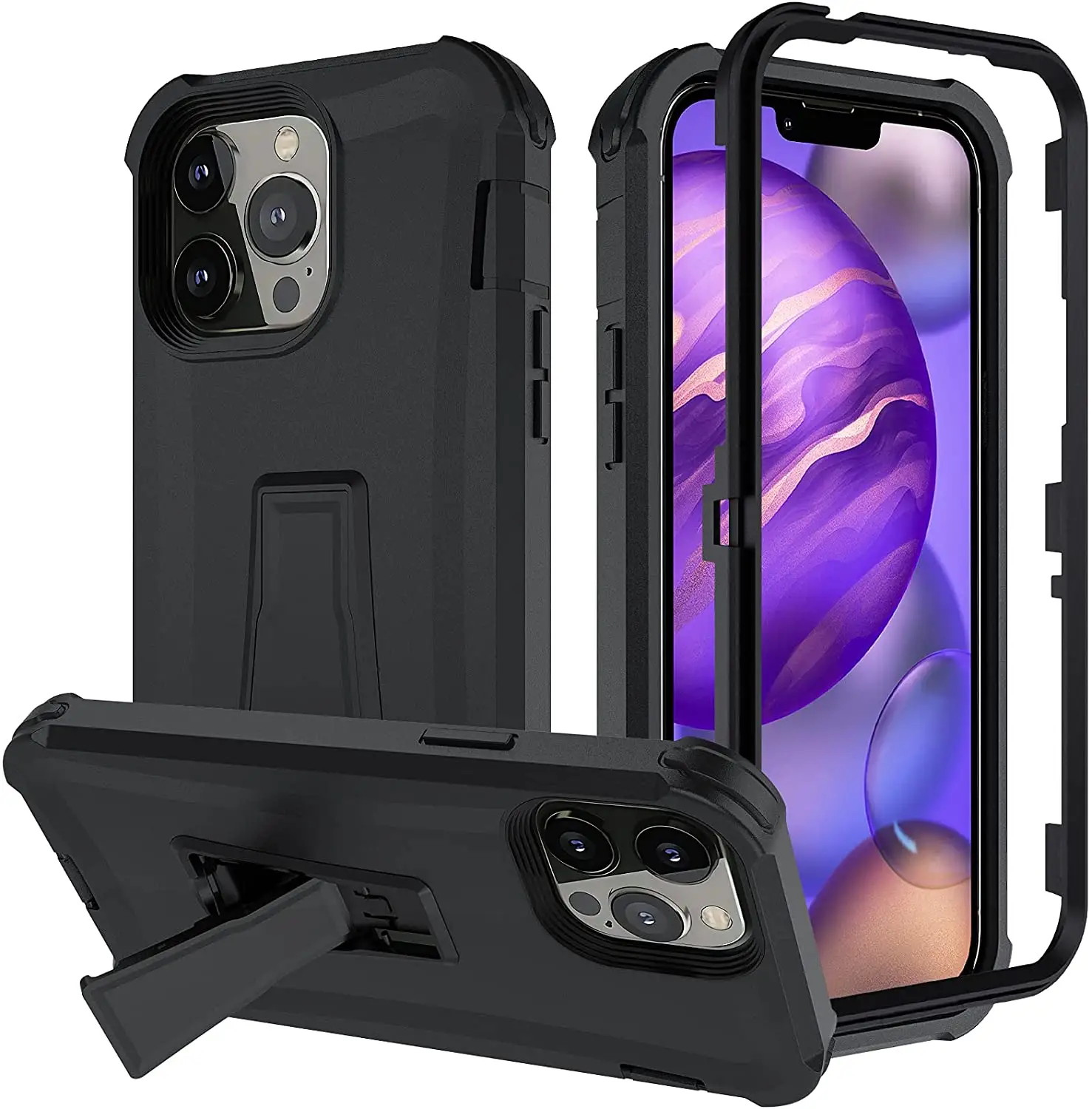 Heavy Duty Rugged Defend Case for iPhone 13 Pro Max/XR/11 Shockproof Full Body Protective Kickstand Bumper Cover