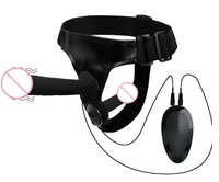 Arnés Elástico Ultra con Vibrador Eléctrico y Consolador Grande YPM, Juguetes Sexuales para Mujeres Lesbianas, Doble Pene Realista