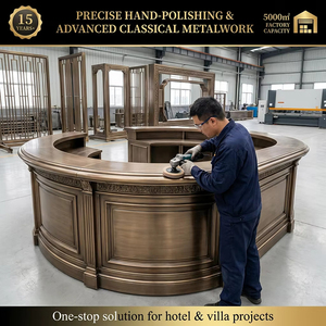 Bancone <span class=keywords><strong>Bar</strong></span> Circolare in Bronzo su Misura, Scrivania Reception Moderna in Metallo per Location di Lusso - Produttore con 15 Anni di Esperienza - Product Image 2
