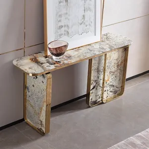 2023 Modern Luxury Fashion Stone Console Table Hallway Table Elegant Design Entrance Cabinet Hotel Entry Decorative Porch Table