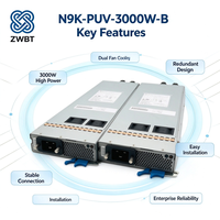 Modul Catu Daya AC/DC Universal Cisco N9K-PUV-3000W-B 3000W Asli untuk Switch Seri Nexus 9500, Baru Efisiensi Tinggi