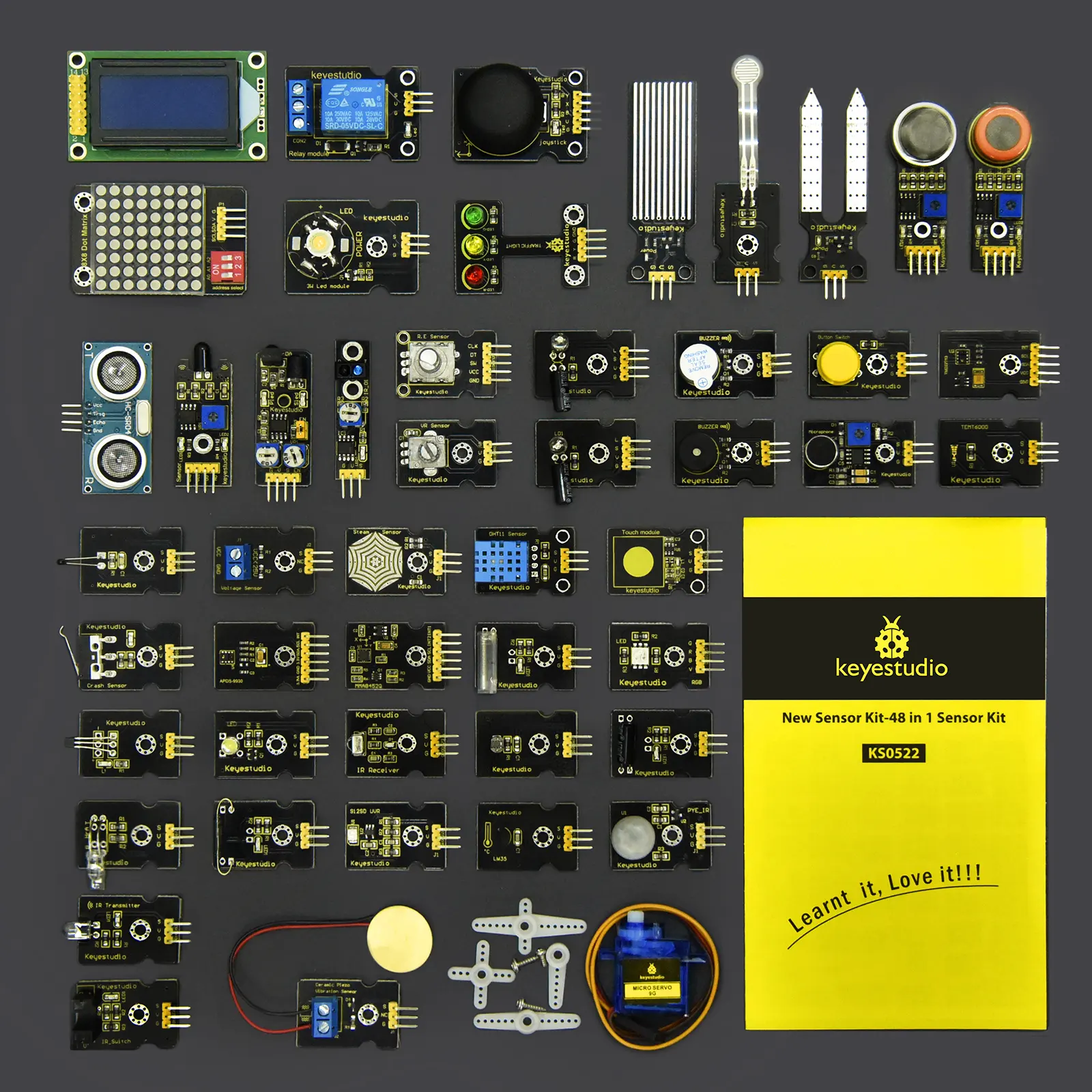 Mais novo! Keyestudo 48 em 1 sensor kit iniciante com caixa de presente para projetos arduino diy (48pcs sensores)