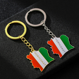 Porte-clés souvenir carte de Côte d'Ivoire, cadeaux, bracelet Côte d'Ivoire, collier en métal, porte-clés en gros, drapeaux de pays - Product Image 2