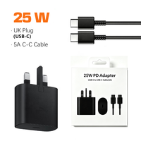 Kit de charge ultra-rapide 25W PD 3.0 ignifuge avec prise UK et câble Type-C pour charge sécurisée d'ordinateurs portables et iPhone 15, 16, 17