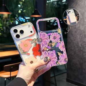 เคสโทรศัพท์มือถือลายดอกไม้เลเซอร์แม่เหล็ก สำหรับ iPhone 17 16 15 Pro Max  แบบ IMD ไล่สีใส พิมพ์ลายสวน  ฝาหลังแบบใหม่ - Product Image 4