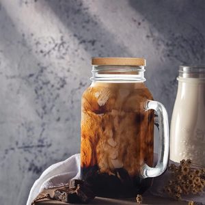Gobelets en verre pour café glacé, smoothies et jus, 16oz et 20oz, avec pailles et couvercles en fer blanc, et bocaux Mason avec poignée - Product Image 6