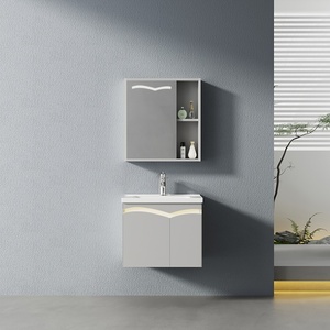 Meuble <span class=keywords><strong>de</strong></span> salle <span class=keywords><strong>de</strong></span> bain mural monobloc moulé, étanche, avec charnières en acier inoxydable, miroir et lavabo, idéal pour hôtels - Vente chaude - Product Image 1