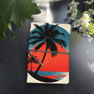 Carnet A6 fait à la main Cadeau élégant pour les chefs de département Idéal pour la coordination entre les équipes et la planification budgétaire avec des palmiers - Product Image 1