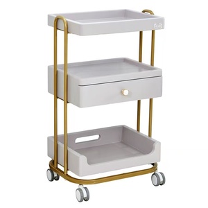 Chariot de salon de coiffure en métal doré et blanc pour extensions de cheveux, équipement de salon de beauté, coiffure - Product Image 5