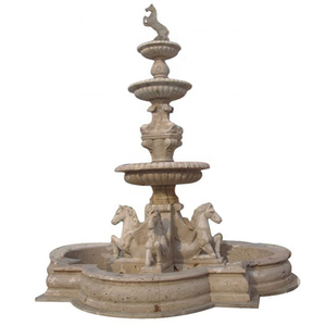 Più economico all'aperto marmo bianco intagliato a mano fontane d'acqua con cavallo Tatues - Product Image 3