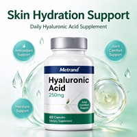 Capsules d'acide hyaluronique Metrand 250 mg, 60 capsules, complément alimentaire pour l'hydratation de la peau