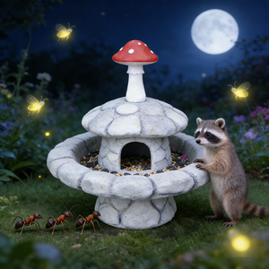 Figurine décorative en résine peinte à la main, mangeoire pour oiseaux en forme de champignon avec dessus rouge, pour une ambiance de <span class=keywords><strong>conte</strong></span> de fées, double usage - Product Image 5