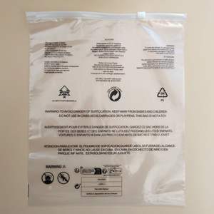 Bolsa de polietileno PE con cierre de cremallera personalizable con advertencia de asfixia, logotipo personalizado reutilizable para prendas, ropa interior, zapatos, embalaje - Product Image 1