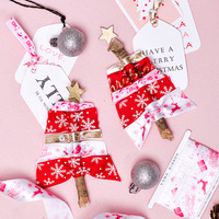Ruban de noël rose imprimé personnalisé, Logo pour rouleau d'emballage cadeau, vente en gros