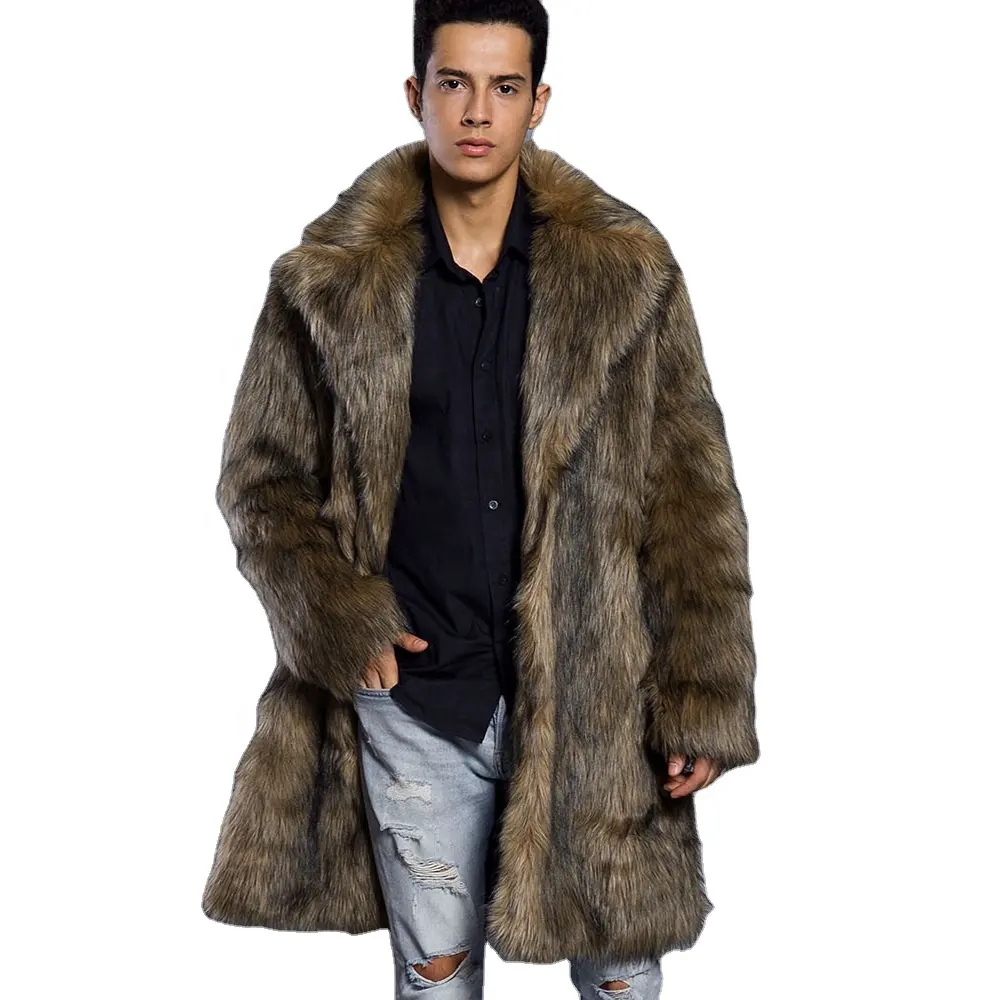 New Design Fashion Men's Fox Fur Fur Coat Autumn and Winter Long Windbreaker Mink Coat