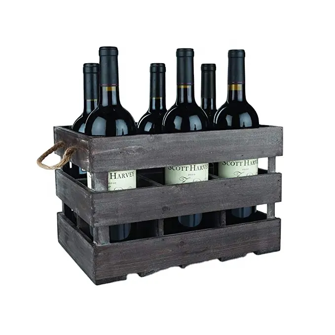 Holz 6 Flaschen Kiste Multi Color Storage Box Holz Wein kiste mit Klappdeckel Boxen benutzer definierte