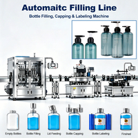 Ligne de remplissage entièrement automatique pour bouteilles de shampoing et de lotion de 500 ml et 1 L, machine de remplissage, de bouchage et d'étiquetage pour bouteilles de shampoing