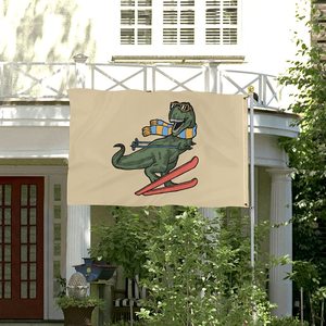 Bandera de dinosaurio de esquí <span class=keywords><strong>Trex</strong></span> divertida de poliéster de alta calidad de 3x5 pies para decoración de bienvenida de vacaciones de temporada - Product Image 4
