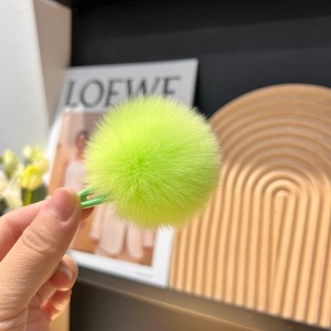 Mignon réel Rex lapin fourrure pompons enfants coloré pince à cheveux avec petite belle fourrure douce <span class=keywords><strong>Mini</strong></span> boule pince - Product Image 4