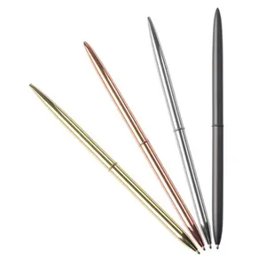 Simple fashion print logo ballpoint pen inventory advertising personalized wholesale ballpoint pen slender metal ballpoint pen