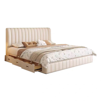Ensemble de meubles de chambre à coucher de designer populaire, lit king-size de luxe, lit moderne en cuir doux, cadre de lit rembourré pour chambre à coucher, hôtel