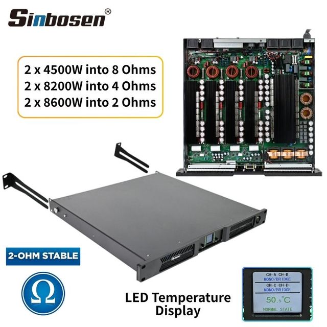 Professional Audio 1U 2 Channel 4500W Class d Power Amplifier Digital 2 Channel Sound Amplifier
