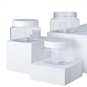 Bocaux cosmétiques carrés transparents en PET de 250 ml de haute qualité au meilleur prix avec bouchon à vis pour lotion, capacité personnalisable, fabriqués au Vietnam - Product Image 1
