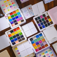 Ensemble de peinture à l'aquarelle solide miniature portable de 20 couleurs, kit d'art de voyage compact, ensembles de peinture avec pinceau pour étudiants