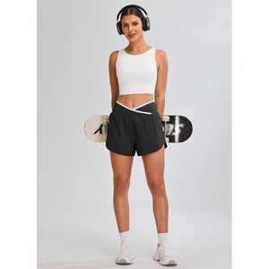 FOXA Pantalones cortos deportivos para mujer, de cintura alta, de secado rápido, para correr, con bolsillo con cremallera - Product Image 6