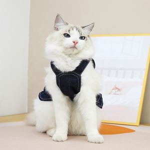 Nuovo Design vestiti di lusso per cani gilet di jeans per cani nuovo arrivo abbigliamento per animali domestici gonne di jeans Set cappello per cane gattino - Product Image 5