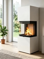 Cheminée d'intérieur à bois éco-responsable en acier massif à taille réglable, cheminée linéaire à ventilation directe