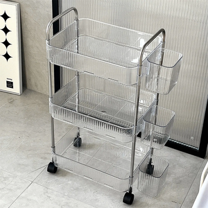Estante móvil ligero de lujo para inodoro, estante de almacenamiento para suelo, carrito pequeño, soporte para champú, Cosméticos de baño, almacenamiento de costura - Product Image 1
