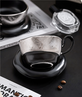Tasse à café vintage, sensation haut de gamme, ensemble tasse et soucoupe en céramique transformée au four, style niche