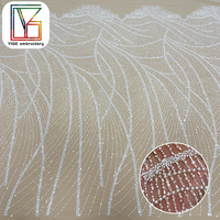 Tissu en dentelle africaine perlée très prisé, tissu en tulle perlé, tissu en dentelle blanche à sequins pour robe de bal et robe de mariée