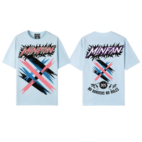 T-shirt graphique T15 MINFAN en coton 100 % pour homme, coupe ample à manches courtes, imprimé rétro à pincel croisé, style streetwear décontracté
