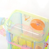 Cage à hamster en plastique extra large de luxe avec un design d'ours en soie dorée, plateau en plastique transparent durable et emballage en boîte