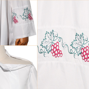 Túnica Tradicional Católica para Sacerdotes, Blanca con Estampado <span class=keywords><strong>de</strong></span> Vid, Cuello Alto, Vestimenta Religiosa para Misa - Product Image 4