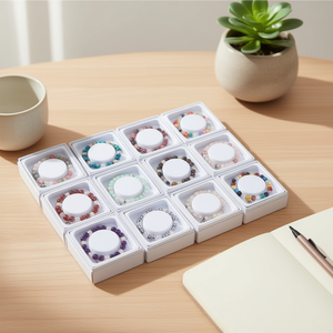 Set di 12 braccialetti Pulsera in acciaio inossidabile con pietra naturale Peace Dove da 8 mm - Product Image 2