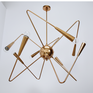 Lustre Spoutnik Contemporain en Laiton à 8 Bras Moderne Simple Design Industriel Blanc Chaud Lumière Verre de Murano E12 Base pour Chambre - Product Image 1