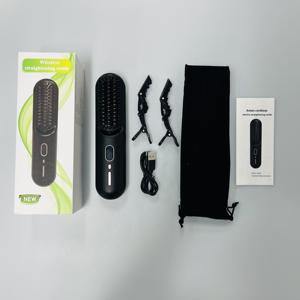 Portable Ceramic <b>USB</b> Heated Ionic Hot Comb Straightener LCD Fast <b>Heating</b> Cordless Mini Straightening Brush Household Hotel Use - Product Image 6
