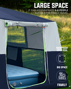 Tente Gonflable Familiale Grande Taille pour Camping Quatre Saisons, Protection UV, PVC Double Couche, Imperméable, 9 Mètres Carrés, Montage Rapide - Product Image 2