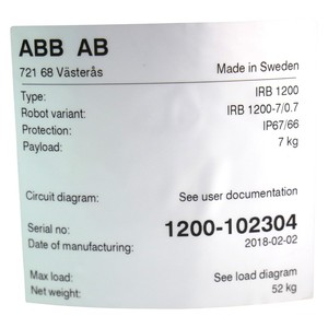 Robot à bras articulé IRB1200-7/0.7, charge utile de 7 kg, PLC - Product Image 3