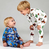 Vente en gros de pyjamas pour bébé en viscose de bambou, ensemble de chemise longue de printemps, vêtements pour bébé en bambou pour tout-petits