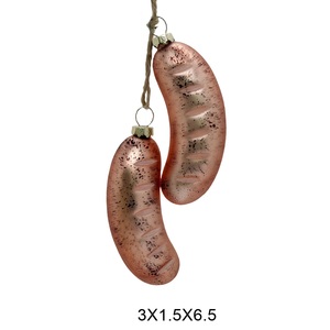 Ornements de saucisse de biscuit en verre soufflé à la main en gros d'usine Décoration de style populaire Ornement suspendu de Noël pour le festival - Product Image 5