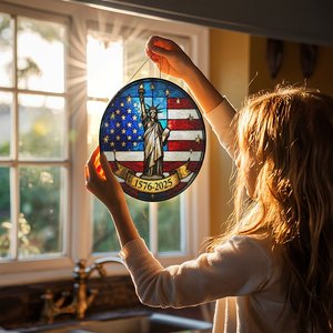 Stained Glass Suncatcher Pendant United States 250th Anniversary Gift 1576 2025 Decorative <b>Hanging</b> Art - Product Image 5