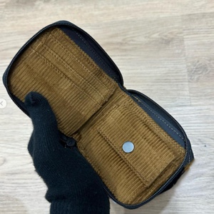 Vintage Style Thread Corduroy Zipper Closure Nylon Lining Short Length Lightweight Unisex Card Holder <b>Small</b> Handheld <b>Wallet</b> - Product Image 1