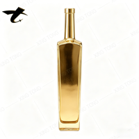 Vente en gros de bouteilles de whisky, de vin, de liqueur, de vodka et de spiritueux en verre cristallin plat électro-plaqué de 500 ml avec bouchon en liège, couleurs personnalisées
