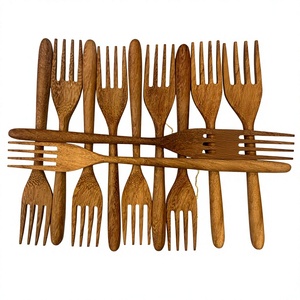 Ensemble de 2 fourchettes et cuillères en bois d'acacia, style royal, fabriquées à la main, pour la maison et la restauration, prix de gros, Vietnam 2026 - Product Image 1