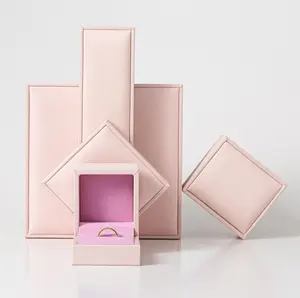 2020漂亮粉色pu皮革戒指盒pu皮革首饰盒皮革饰品包装